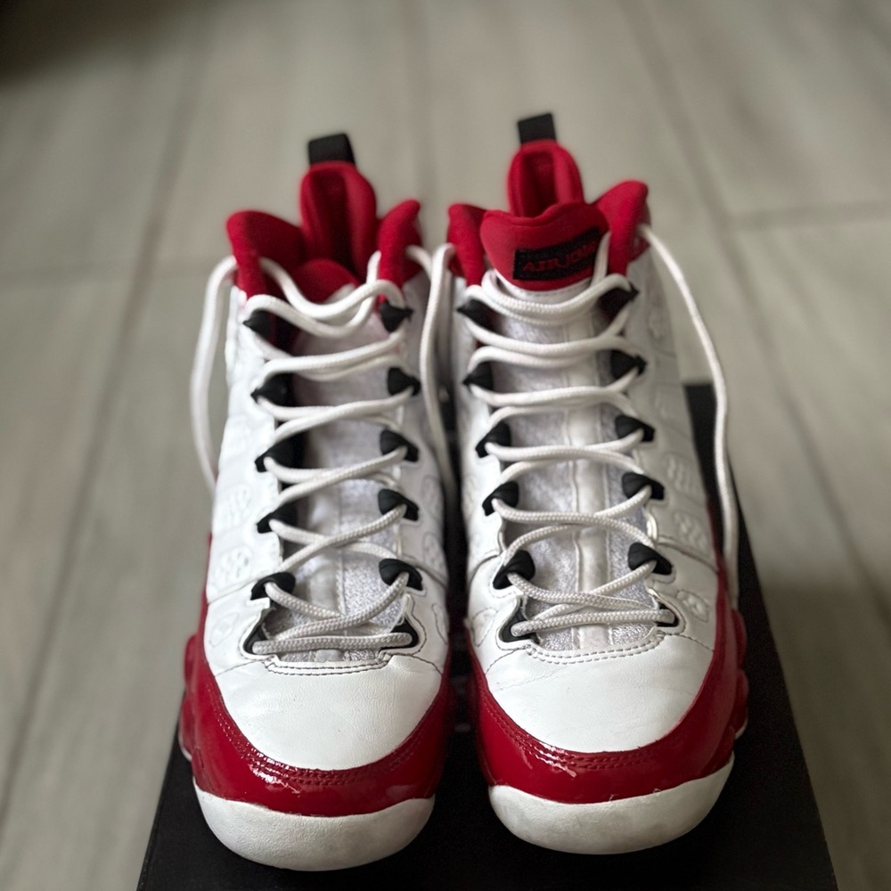 Jordan White and Red Sneakers High-Top Design